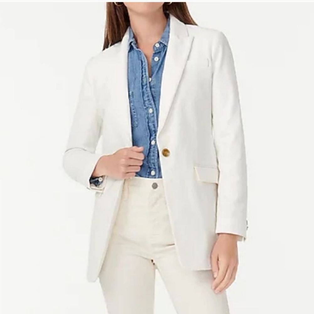 J. Crew Long Parke Blazer Jacket in Corduroy Ivory Size 6